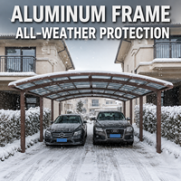 Abri de voiture extérieur imperméable en panneaux de polycarbonate avec structure en aluminium, solution de stationnement personnalisée