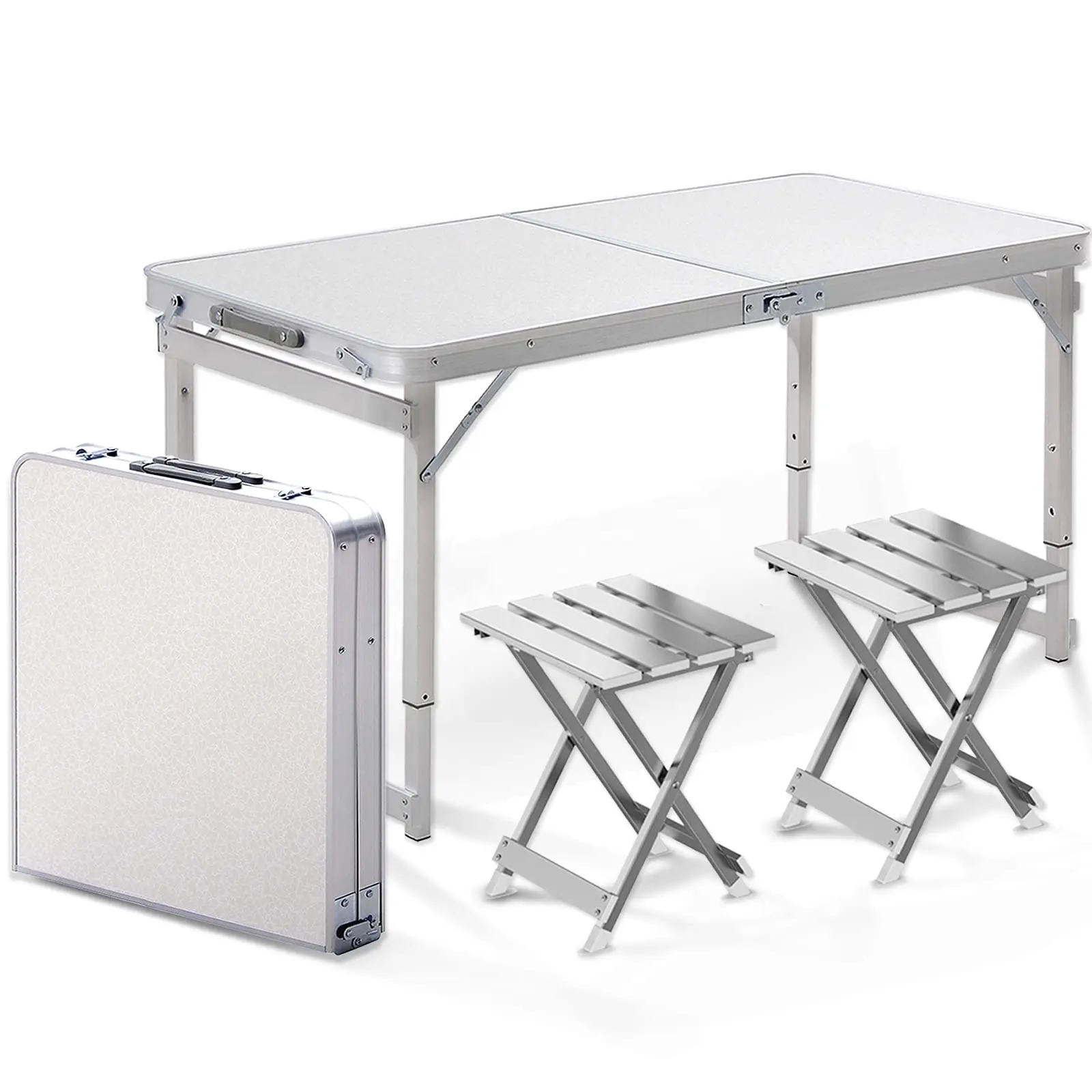 4-6 Persoons Opvouwbare Outdoor Camping Aluminium Lichtgewicht Kaart Tafel En Stoel Set Draagbare Opvouwbare Tafels Met 4 Stoelen