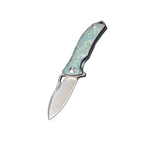 سكين سلسلة مفاتيح صغيرة قابلة للطي في الهواء الطلق مقبض تيتانيوم دمشقي هدية سكين EDC مع سكين جيب - Product Image 5