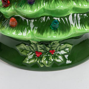 Arbre de Noël en céramique vert-Arbre décoratif en gros avec ampoule en plastique - Product Image 6