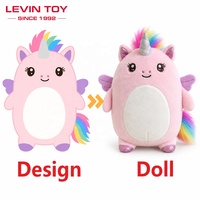 Peluche personnalisée en gros, peluche lestée, peluche licorne avec crinière arc-en-ciel, corne métallique, jouet en peluche doux pour enfants