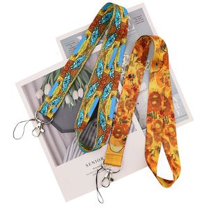 Ciel étoilé Tournesol <span class=keywords><strong>Van</strong></span> <span class=keywords><strong>Gogh</strong></span> Chaîne suspendue Étudiant Campus Bus Pick-up Contrôle des deux côtés Imprimé Polyester Longe - Product Image 3