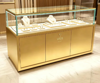 Vitrine à bijoux moderne de luxe GZowin, design 3D pour boutique, verre trempé, éclairage LED, construction en bois MDF durable