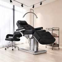 Table de massage électrique de luxe noire pour spa et salon de beauté, avec 3/4 moteurs, chauffante, pour podologie, esthétique, soins du visage et extensions de cils