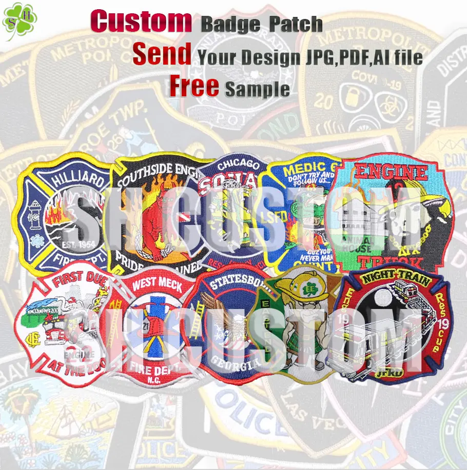 Patch Bordir Kustom Tambalan Lencana Departemen dengan Kait dan Loop