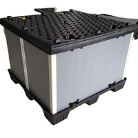 Caisse de palettisation pliable en plastique avec plateau inférieur renforcé et couvercle