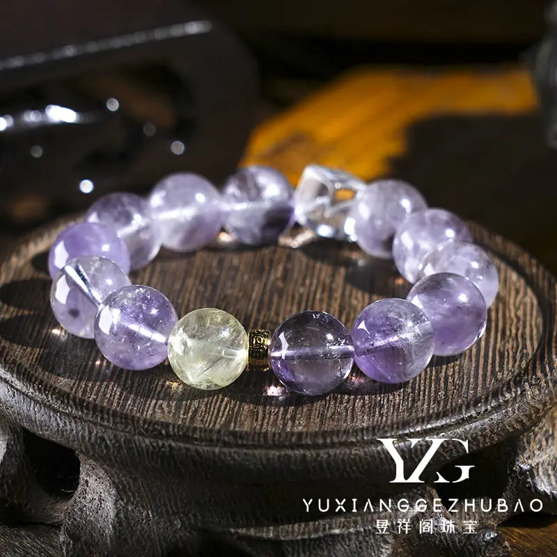 YXG Pulseira de contas com cristais redondos, joias de luxo com pedras de cura, pulseiras para presentes e festas, desenho original