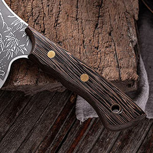 Coup de Hache de Boucher Bochen à Pleine Soie Forgé Robuste pour Hacher, Poignée en Bois, Couteau de Boucher à Motif pour Cuisine, Hachoir à Viande, Fourreau en Cuir - Product Image 5