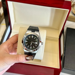 Reloj mecánico automático con esfera negra para hombre, con correa de cuero, reloj de pulsera informal para negocios - Product Image 1