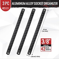 Estante de enchufe giratorio de 360 ° de aluminio resistente de 3 piezas de calidad superior 42 Clips herramienta organizadora de enchufe magnético negro de 3/8 pulgadas OEM