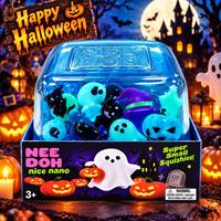 Balle anti-stress Halloween en forme de cube, à remontée lente, en TPR souple, jouet sensoriel à presser pour enfants, cadeau fantaisie, vente en gros
