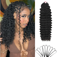 Extensions de cheveux humains Deep Wave Feather Crochet, à fil invisible, pré-séparées, réutilisables, sans nœuds, pour femmes noires, vente en gros