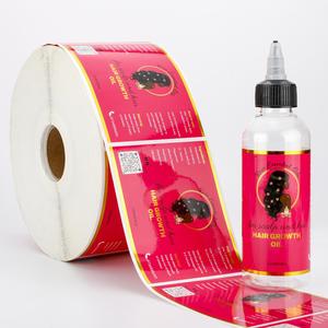 Étiquettes d'emballage écologiques autocollantes en PET imperméables rectangulaires de 120 ml pour huile de croissance capillaire aux huiles essentielles de rose - Product Image 1