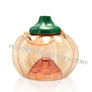 Halloween pumpkin shape plastic candy jar for jelly chocolate popcorn food package