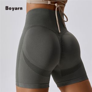 Boyarn Ropa Deportiva Mujer Pantalones Cortos Deportivos de Alta Calidad con Logotipo Personalizado, Pantalones Cortos de Ciclismo para Mujer, de Nailon, para Correr, Sin Costuras, de Secado Rápido - Product Image 4