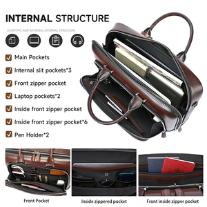 Set Koper Kulit Asli Pria Mewah Ukuran 16 Inch (Tas Kerja) dan <span class=keywords><strong>20</strong></span> Inch (Koper Kabin) dengan Roda - Product Image 3