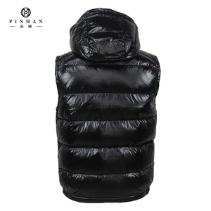 2023 all'ingrosso di vendita calda della fabbrica piumino da uomo nero gilet con cappuccio lustro piumino d'<span class=keywords><strong>oca</strong></span> - Product Image 2
