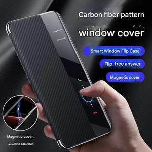 Funda magnética inteligente con Tapa de cuero con patrón de <span class=keywords><strong>fibra</strong></span> de carbono para Huawei Mate 70 Pro +/ 70 Pro, funda protectora con todo incluido - Product Image 4