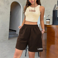 Vêtements d'été personnalisés pour femmes F240023 2025, ensemble 2 pièces, débardeur, chemise, jogger, motard, vêtements de salon, ensemble short deux pièces