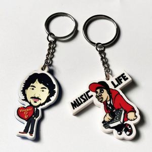 Porte-clés personnalisé en PVC souple noir et blanc 2D/3D, porte-clés sport en caoutchouc avec votre logo et chaîne - Product Image 2