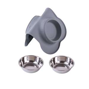 Tigelas para Cães em Aço Inoxidável 2 Peças, Tigela Antiderrapante em Silicone e Alimentador para Animais de Estimação Pequenos e Médios - Product Image 6