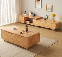 Massivholz TV-Schrank Moderner Einfacher Bodenschrank Couchtisch-Kombination Aufbewahrungsschrank