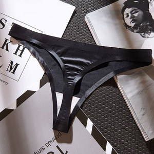 Slip Donna a Vita Bassa Senza Cuciture in Seta Ghiaccio, Intimo in Nylon ad Asciugatura Rapida con Fondo in Cotone, Tinta Unita, Taglie M/L/<span class=keywords><strong>XL</strong></span> - Product Image 2