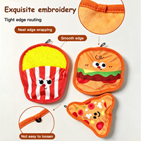 Série de jouets pour chiens en peluche, style coréen, écologiques et durables, avec son et papier sonore, motifs dessin animé : Hamburger, Popcorn, Hot-dog, Pizza
