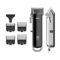 HTC AT-768 Ensemble de tondeuse de barbier avec logo personnalisé Tondeuse à cheveux à batterie rechargeable Tondeuse à cheveux manuelle originale