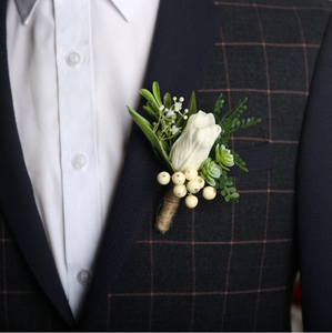 Corsage da Polso e Boutonniere all'Ingrosso per Damigelle e Testimoni, Bouquet da Sposa e Boutonniere per lo Sposo - Product Image 1