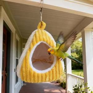 Nid chaud pour perroquet, maison en coton moelleux avec polaire épaisse - Cabane d'hiver pour se blottir et hamac pour cage, lit pour oiseaux, fournitures pour animaux <span class=keywords><strong>de</strong></span> compagnie - Product Image 1