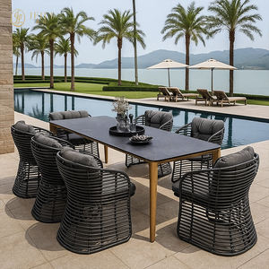 Conjunto de Muebles de Exterior de Lujo para Restaurante Comercial JEILI, Silla de Cuerda Tejida con Sombrilla, Mesa de Piedra, Impermeable, para Hotel, Resort, Piscina - Product Image 2