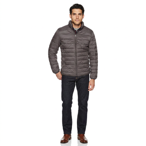 Blouson matelassé en toile à col montant style moto avec logo frontal pour homme, respirant et à séchage rapide, en polyester/nylon, marque privée - Product Image 1