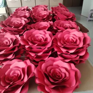 Giant rose paper flower birthday decoration real touch artifical flowers 3D design red paper flowers