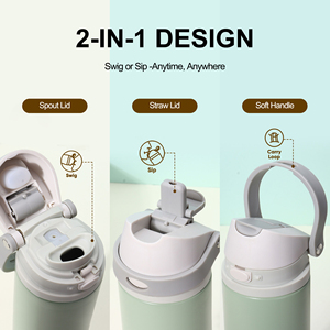 Portable Drinkware Flask Sport Gym Thermal Custom 550ml <b>750ml</b> Stainless Steel Water <b>Bottle</b> With Straw Handle Lid - Product Image 2