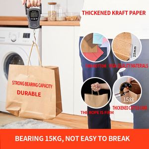 Kraft Paper Bags for Food Takeaway Pizza & Milk <b>Packaging</b> Recyclable Handle Gift Bags with Custom <b>Labeling</b> Printing - Product Image 6