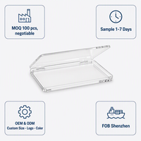 Boîte de rangement plate en acrylique Calic pour cartes fines, avec couvercle transparent à rabat, pour paquets de cartes à jouer, logo personnalisé, usine ODM