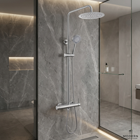 Mitigeur de douche à poignée unique en acier inoxydable brossé avec douchette pluie et douchette à main