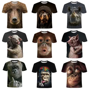 Chegam novas Populares Novidade Porco Animal Série Macaco Impresso Camisetas Harajuku Verão 3D Impressão Camisa Para Mulheres Dos Homens Masculinos