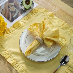 Chất lượng cao Thiết kế mới pháp phong cách bảng Runner placemats màu trắng cá nhân 20x20 inch 100% Linen khăn ăn với Ruffle - Product Image 5