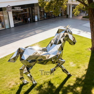 รูปปั้นม้าตั้งทำจากสแตนเลสรูปปั้นสัตว์โลหะขัดเงาสูงของ TREVI อุปกรณ์ตกแต่งกลางแจ้ง - Product Image 5