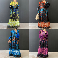 Robe musulmane modeste de style Dubaï, imprimé tendance, ample, décontractée, plissée, chic, robe islamique à fleurs faites à la main, kaftan, robes de fête