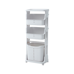 Carrito de Lavandería de 3 Niveles, Carrito de Almacenamiento con Ruedas, Organizador de Almacenamiento de Ropa y Juguetes de Plástico, Cesto de Lavandería con Cesto Extraíble - Product Image 1