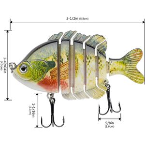 Premium Hard Topwater Bass attira esche da nuoto Multi snodate Panfish Bluegill per la pesca a manovella d'acqua salata - Product Image 2