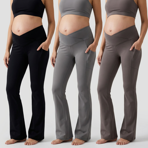<span class=keywords><strong>Legging</strong></span> de maternité évasé tendance 2026, taille en V, coupe bootcut, pour la <span class=keywords><strong>grossesse</strong></span> et le yoga, avec poches, taille élastique, vêtement de sport - Product Image 5