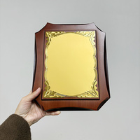 Plaque en bois avec plaque en aluminium doré et cristal, plaque de récompense en bois MH-MJ0784