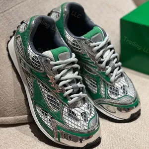 Zapatos de Diseñador Bottegas Venetas Orbit Silberne, Zapatillas Deportivas de Verano con Cordones, Parte Superior de Cuero Genuino, Antideslizantes - Product Image 1