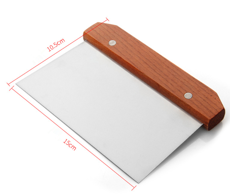 Металлический скребок из нержавеющей стали Amazon, измельчитель, резак для теста с деревянной ручкой для теста для хлеба и пиццы