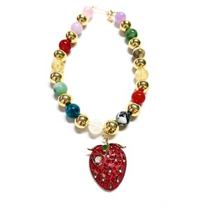 Collier ras de cou tendance et élégant à motif fraise pour les fêtes, collier à perles colorées pour mariage, nouveau bijou en cristal - Product Image 4