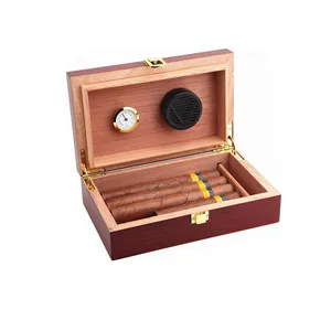 Kotak Penyimpanan Cerutu Humidor Kayu Kustom Dalam Berbagai Ukuran. Lemari Penyimpanan Penyimpanan Penyimpanan Lapis Rokok dengan Alat Pelembap dan Higrometer